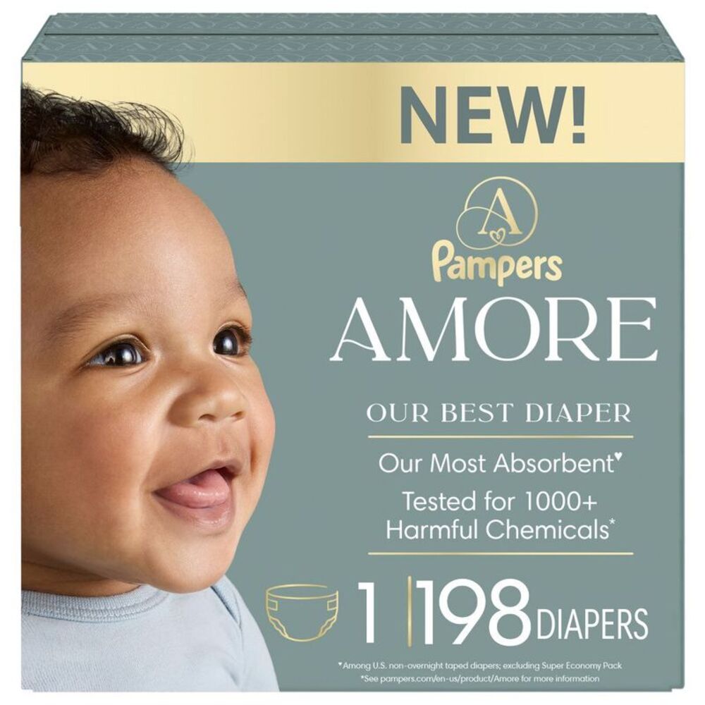Amore by Pampers eComm Pack Disposable Diapers - Size 1 - 198ct